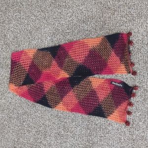 Alpaca Genuino open weave soft 100% baby alpaca scarf red orange black p…